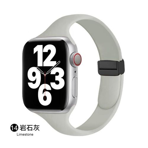 Boucle Déployante Magnétique Pour Bracelet De Montre Iwatch 6, Apple Watch 789, Apple Watch 10se, Silicone Couleur Starlight-Gris Roche - (1/2/3 Génération 42 Mm)/44/45/46/49 Mm Universel