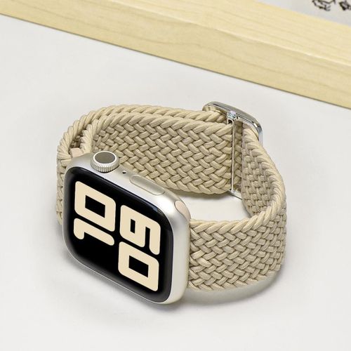 Applicable Au Bracelet Tressé À Boucle Unique Apple Watch Iwatch123456789 Génération Se Modèle Officiel Tresse Réglable-[Nouvelle Couleur 2022] Beige - [42/44/45 Mm/49 Mm]