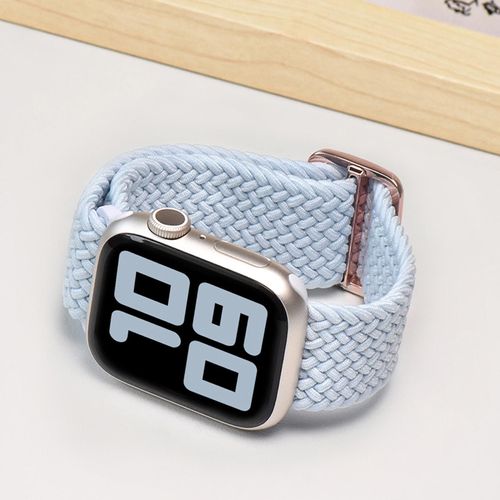 Applicable Au Bracelet Tressé À Boucle Unique Apple Watch Iwatch123456789 Génération Se Modèle Officiel Tresse Réglable-Bleu Brume - [42/44/45 Mm/49 Mm]