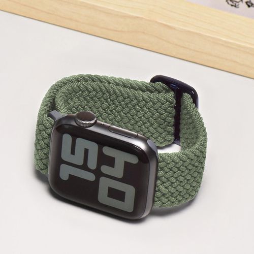Applicable Au Bracelet Tressé À Boucle Unique Apple Watch Iwatch123456789 Génération Se Modèle Officiel Tresse Réglable-Vert Olive Foncé - [38/40/41 Mm]