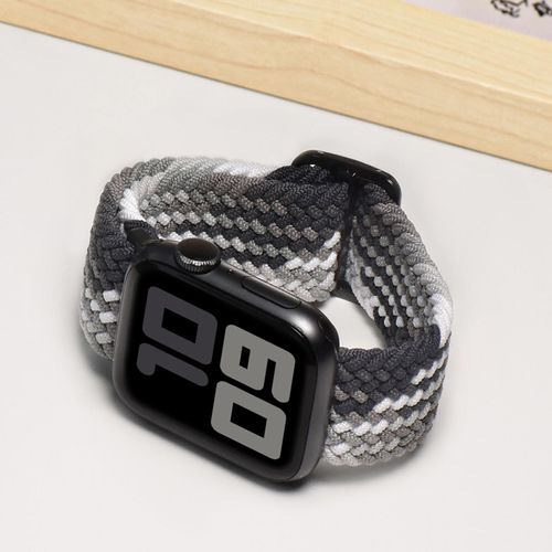 Applicable Au Bracelet Tressé À Boucle Unique Apple Watch Iwatch123456789 Génération Se Modèle Officiel Tresse Réglable-Couleur Noire - [38/40/41 Mm]