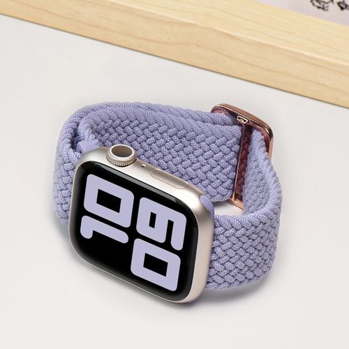Applicable Au Bracelet Tressé À Boucle Unique Apple Watch Iwatch123456789 Génération Se Modèle Officiel Tresse Réglable-Lavande Britannique Violette - [38/40/41 Mm]