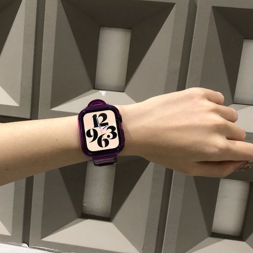 Apple Watch 9e Génération 41 Mm Apple Watch 7654 Jelly Set Tea Brown Simple Se Bracelet Transparent Homme Et Femme-Violet Transparent (Semi-Transparent) - Génération S8/9 (41 Mm)
