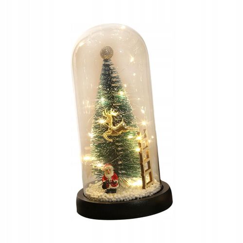 Mini décoration de sapin de Noël avec couvercle en verre, décoration de table lumineuse style C