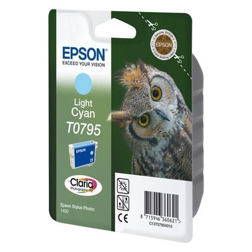 Epson T0795 - 11 ml - cyan clair - original - blister - cartouche d'encre - pour Stylus Photo 1500, P50, PX650, PX660, PX710, PX720, PX730, PX800, PX810, PX820, PX830