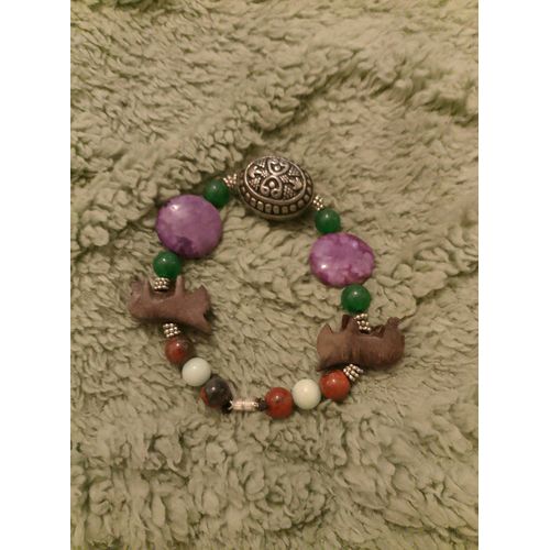 Bracelet Artisanal Agates, Turquoises Amazonites Argent Tibétain, Bois,Jades Et Métal Argenté.