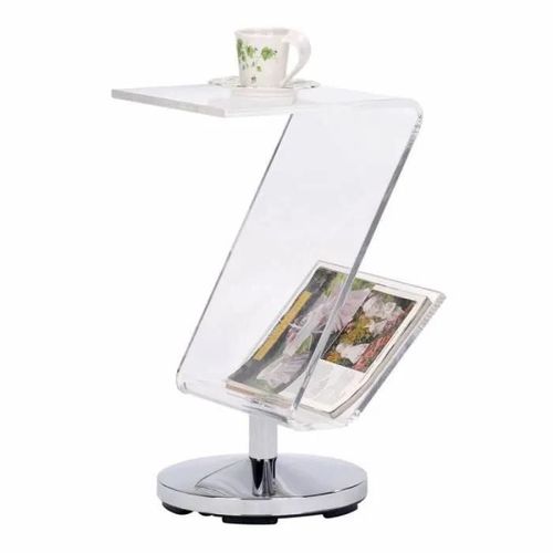 Dkd Home Decor Table Porte-Revues Transparent Acrylique Métal Argenté (30 X 33 X 55 Cm) - 8424001855643