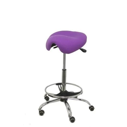 Tabouret Clinique - Piqueras Y Crespo - Modèle Ergo - Réglable En Hauteur - Repose-Pieds Chromé - Tissu Lilas