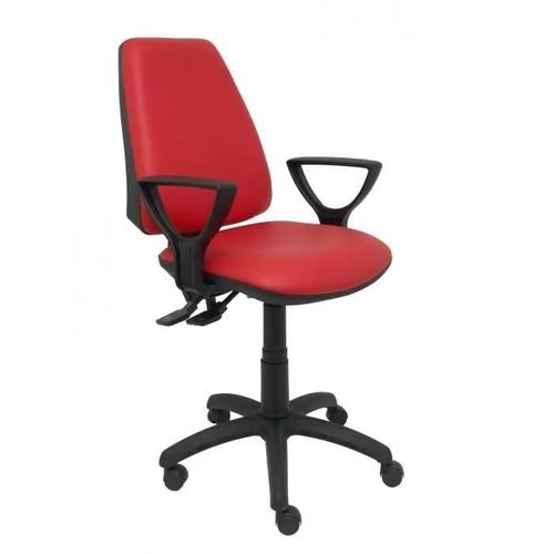 Siège De Bureau Ergonomique Avec Mécanisme Synchro Et Hauteur Réglable - Assise Et Dossier Rembourrés En Cuir Similaire Rouge (Arms