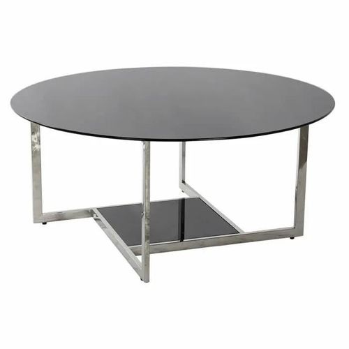 Table D'appoint - Marque Inconnue - Style Moderne Argenté, Noir, Acier, Verre - 100 Cm