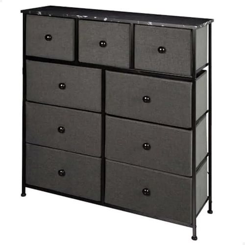 Commode - Aktive - Polyvalente - 100x30x100 Cm - 9 Tiroirs - Structure En Métal Gris