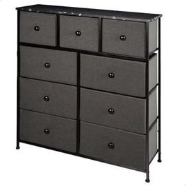 Commode - Aktive - Polyvalente - 100x30x100 Cm - 9 Tiroirs - Structure En Métal Gris