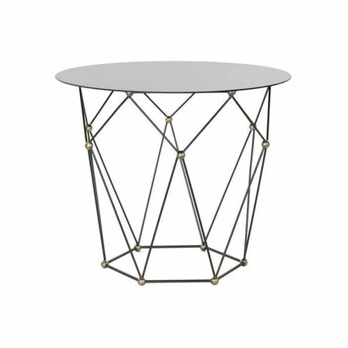 Table D'appoint Noir Métal Verre Doré - Marque - Modèle - Couleur Principale: Blanc