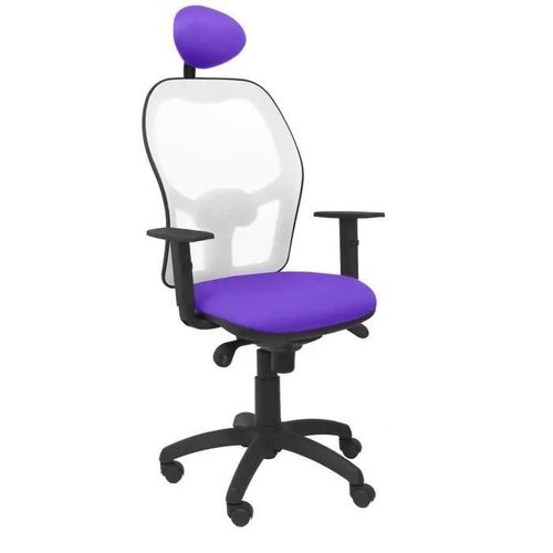 Chaise Jorquera Siège En Maille Blanche Lilas Bali Avec Appui-Tête Fixe