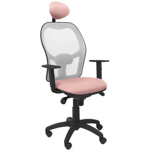 Chaise Jorquera Siège En Filet Gris Bali Rose Pâle Avec Appui-Tête Fixe