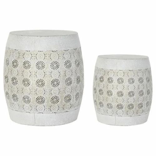 Dkd Home Decor Table Dappoint Blanc Métal Doré (2 Pcs) (40 X 40 X 42 Cm) (30 X 30 X 34 Cm) - 8424001846498