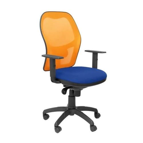 Chaise De Bureau Ergonomique Jorquera - Piqueras Y Crespo - Orange Mesh, Assise En Tissu Bleu Bali