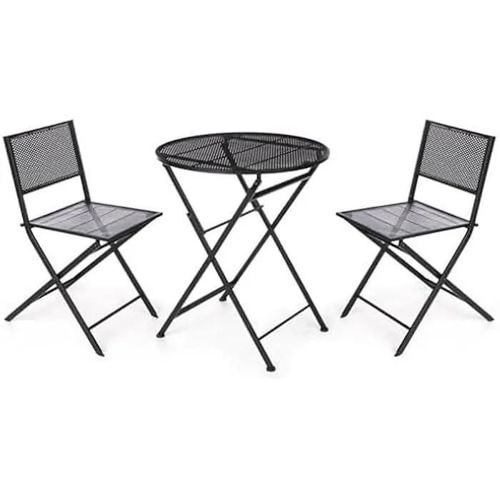 Ensemble De Table Ibergarden - Noir - Jardin - 2 Places - Métal - Contemporain