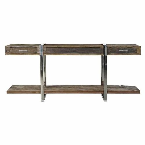 Console - Item Home - Bois Recyclé Et Acier - Blanc - 3 Tiroirs