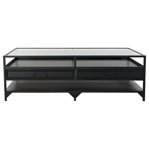 Table Basse - Loft - Noir - Métal - Verre