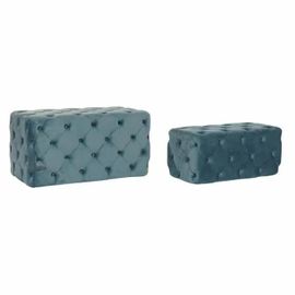 Banquette Bleu Polyester Velours Bois Mdf (88 X 53 X 48 Cm)