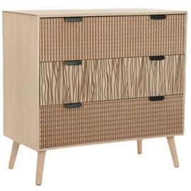 Commode - Boho - Sapin Marron Mdf - Blanc - 77 Cm