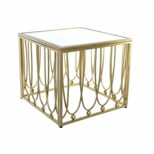 Table D'appoint - Lana Deco - Thyann - Miroir Doré - Métal Mdf - 57 X 57 X 52 Cm