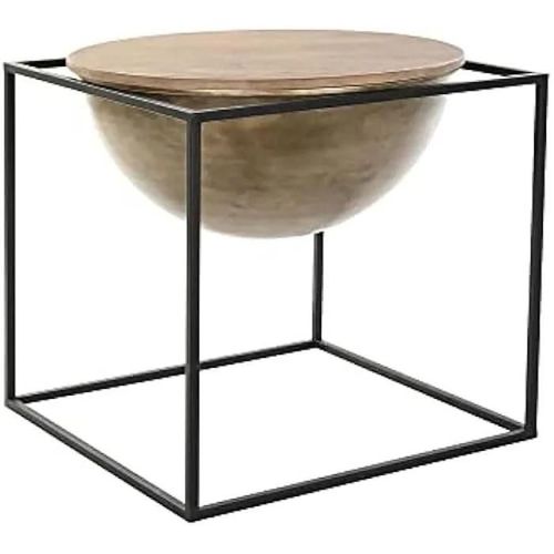 Table D'appoint - Dkd Home Decor - Marron Et Noir - Bois Et Métal - 64x64x62,5 Cm
