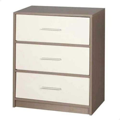 Table De Chevet - Aktive - Multi-Usages - 3 Tiroirs - Design Contemporain - Mdf Gris