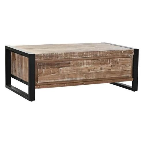 Table Basse Style Alpin Naturel, Noir Acacia, Métal 110 Cm