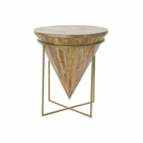 Table D'appoint Moderne Naturel - Doré Métal - Mangue 41 Cm