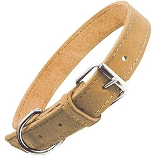 Collier - Gloria - Cuir Nubuck - Jaune - Ajustable - Anneau En D