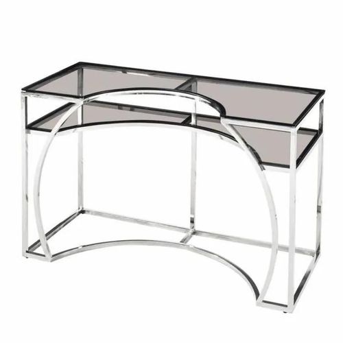 Console Style Moderne Verre, Acier Argenté 120 Cm - Couleur:Argent