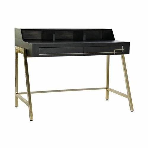 Bureau Noir Métal Doré Bois De Manguier (125 X 74 X 93.5 Cm)