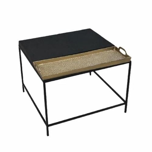 Table D'appoint Noir Doré Acier Aluminium - Marque - Modèle - Couleur Principale: Blanc