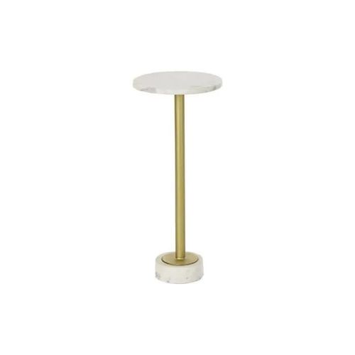 Table D'appoint Doré Métal Marbre (27 X 27 X 62 Cm)