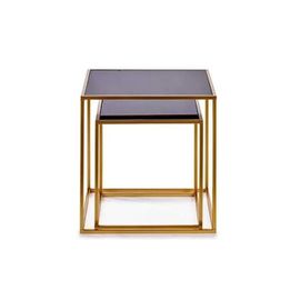 Set De 2 Tables Basses Carrées Gigognes En Métal Noir Et Doré - Wadiga
