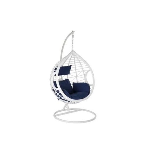 Chaise De Jardin Blue Marine Polyester Rotin Synthétique Aluminium Blanc