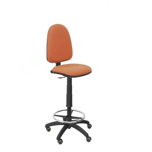 Tabouret Ergonomique Avec Mécanisme De Contact Permanent Et Réglable En Hauteur, Anneau De Repose-Pieds Et Roues En Parquet Brun
