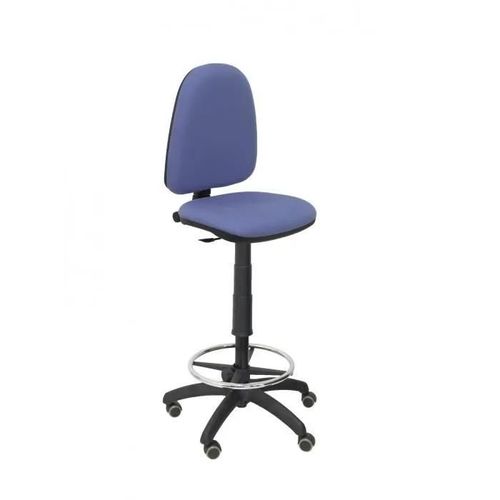 Tabouret Ergonomique Avec Mécanisme De Contact Permanent Et Réglable En Hauteur, Anneau De Repose-Pieds Et Roues En Parquet Bleu