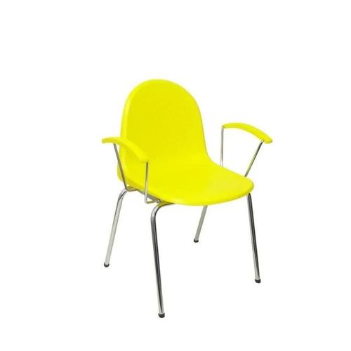 Chaises Ves En Plastique Jaune - Piqueras Y Crespo - Pack De 4 - Ergonomiques Avec Accoudoirs Chromés