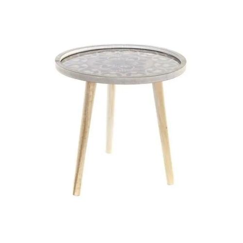 Table D'appoint Thyann Naturel Noir Mdf Colonial (40 X 40 X 41 Cm)