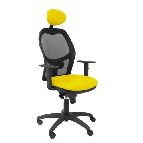 Chaise Jorquera Noir Maille Similaire Siège Jaune Avec Appui-Tête Fixe