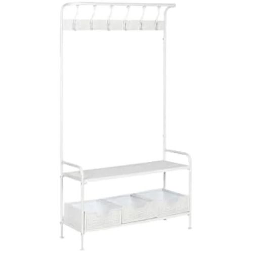 Meuble D'entrée - Home Esprit - Blanc - 110 X 36 X 186 Cm - Tiroirs - Métal