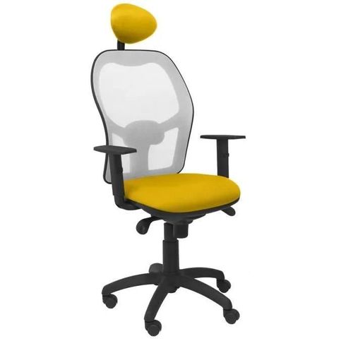 Chaise Jorquera Siège En Filet Gris Bali Jaune Avec Appui-Tête Fixe