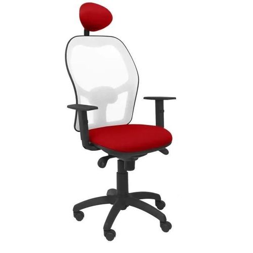 Chaise Jorquera Blanc Maille Bali Rouge Siège Avec Appui-Tête Fixe