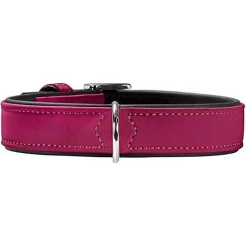 Collier De Chien - Hunter - Softie - 32-40 Cm - Framboise/Noir - Cuir Artificiel Durable