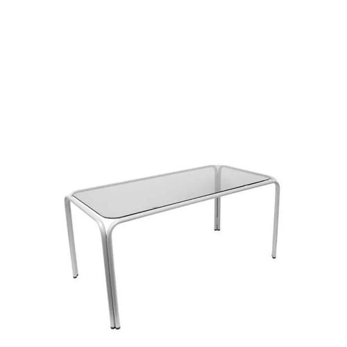 Mesa De Recepción Piqueras Y Crespo Modelo Vega - Estructura Plata Y Cristal Fumé