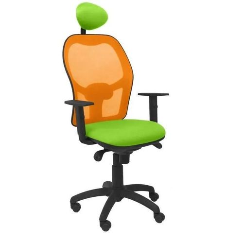 Chaise De Bureau Ergonomique Jorquera - Piqueras Y Crespo - Vert - Filet Orange - Tissu Bali