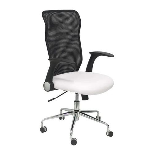 Chaise De Bureau Ergonomique - Piqueras Y Crespo - Modèle Minaya - Simili Blanc - Accoudoirs Rétractables